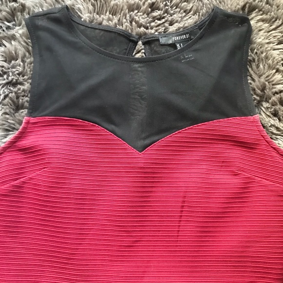 Dark Red & Black Mesh Dress - Picture 4 of 5